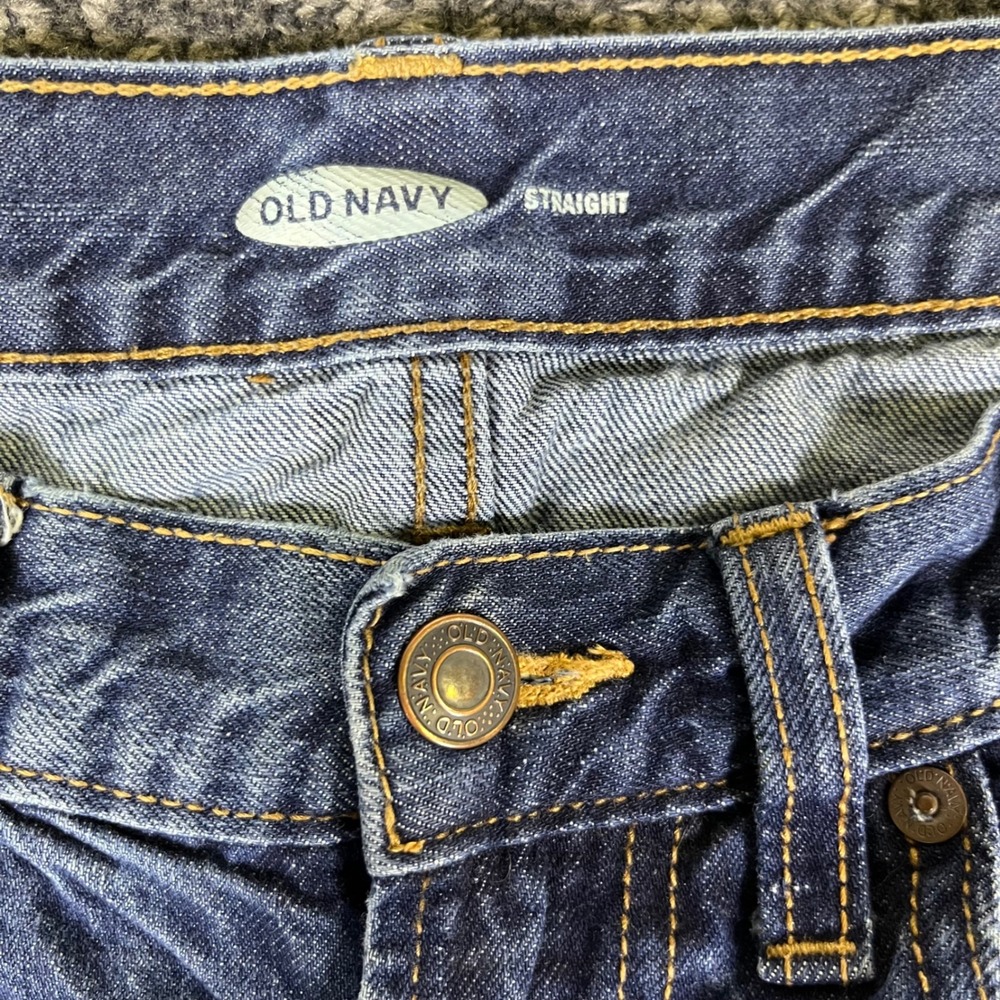 Old Navy Straight Jeans Mens 32x30 Blue Dark Wash Cotton Classic Denim Pants - Picture 3 of 12